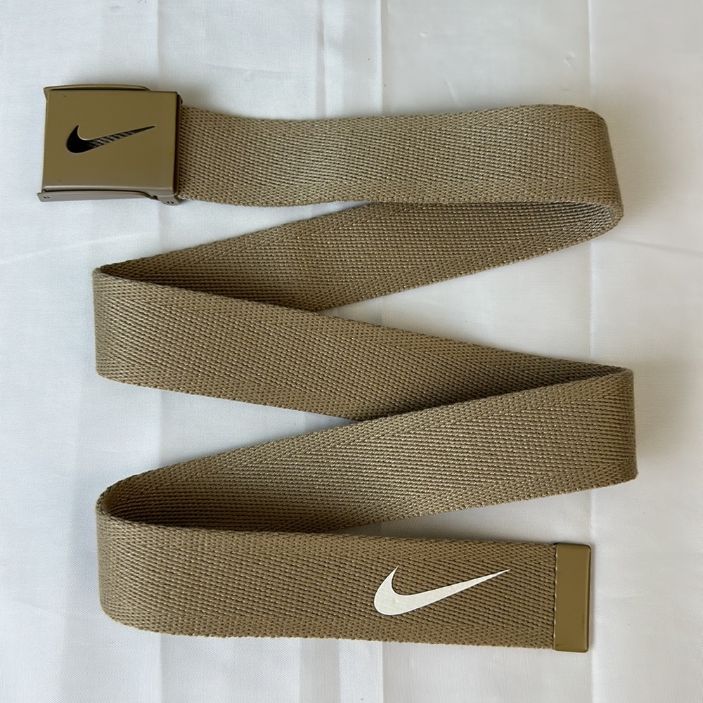 Nike Canvas Strap belt Bottle opener Tan Adjustable Size 34